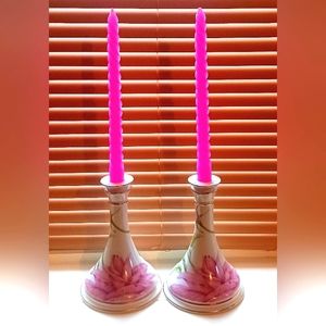 Givenchy Rose Candleholders - Fine Porcelain Exclusively From the Franklin Mint